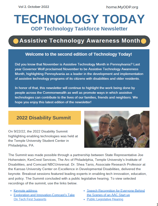 View the first Volume of ODP's Technology Today Newsletter